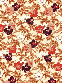 Blushing Peach/Red Ochre/Black/White 100% Cotton Floral Print Poplin Shirting 56W