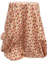 Blushing Peach/Red Ochre/Black/White 100% Cotton Floral Print Poplin Shirting 56W