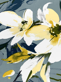 Cadet Gray/Soft Yellow/Navy/Multi 100% Rayon Floral Print Challis 54W