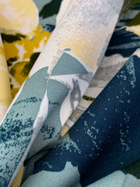 Cadet Gray/Soft Yellow/Navy/Multi 100% Rayon Floral Print Challis 54W