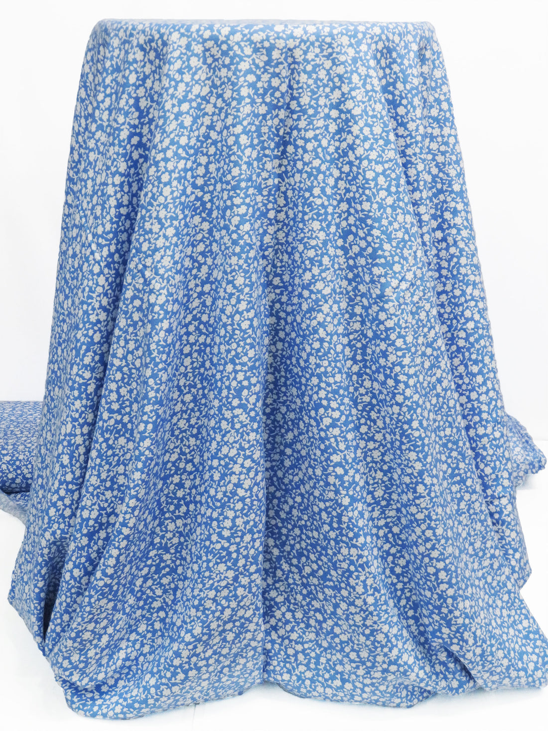 Cornflower Blue/White 100% Rayon Floral Print Challis 56W