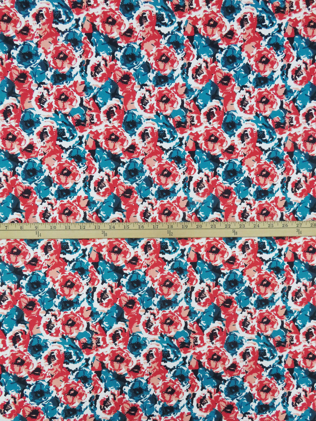 Vermillion/Dark Teal/White/Multi 100% Cotton Floral Print Poplin Shirting 56W