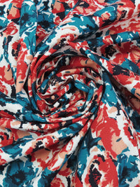 Vermillion/Dark Teal/White/Multi 100% Cotton Floral Print Poplin Shirting 56W