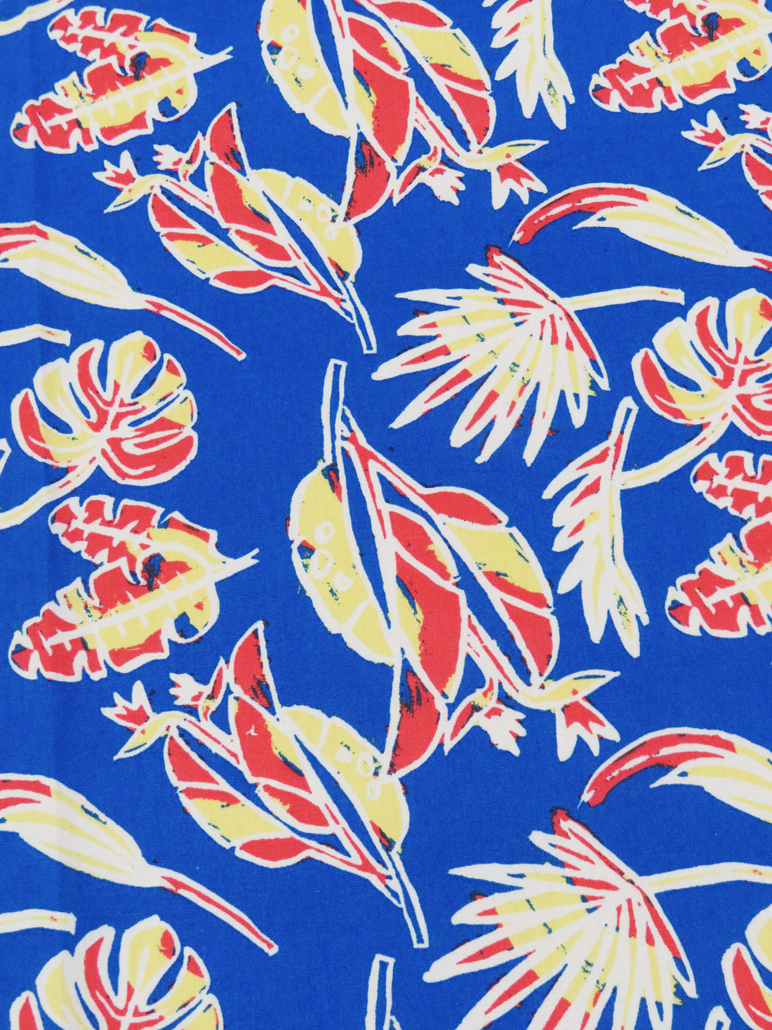 Azure/Lemon/Scarlet/White 100% Cotton Novelty Tropical Floral Print Poplin Shirting