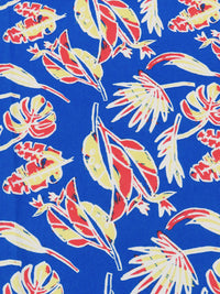 Azure/Lemon/Scarlet/White 100% Cotton Novelty Tropical Floral Print Poplin Shirting