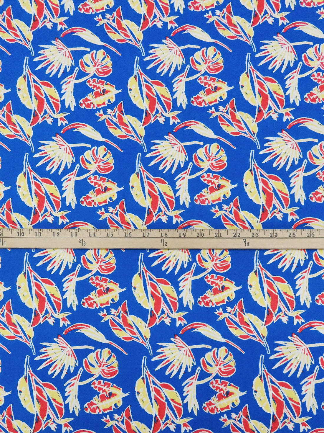 Azure/Lemon/Scarlet/White 100% Cotton Novelty Tropical Floral Print Poplin Shirting