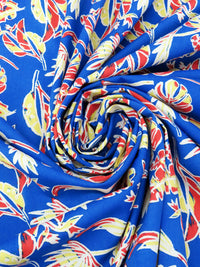 Azure/Lemon/Scarlet/White 100% Cotton Novelty Tropical Floral Print Poplin Shirting