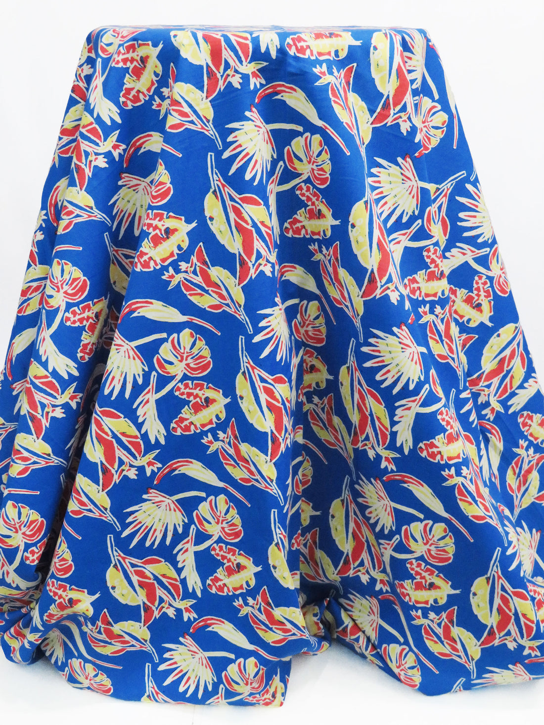 Azure/Lemon/Scarlet/White 100% Cotton Novelty Tropical Floral Print Poplin Shirting