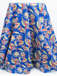 Azure/Lemon/Scarlet/White 100% Cotton Novelty Tropical Floral Print Poplin Shirting
