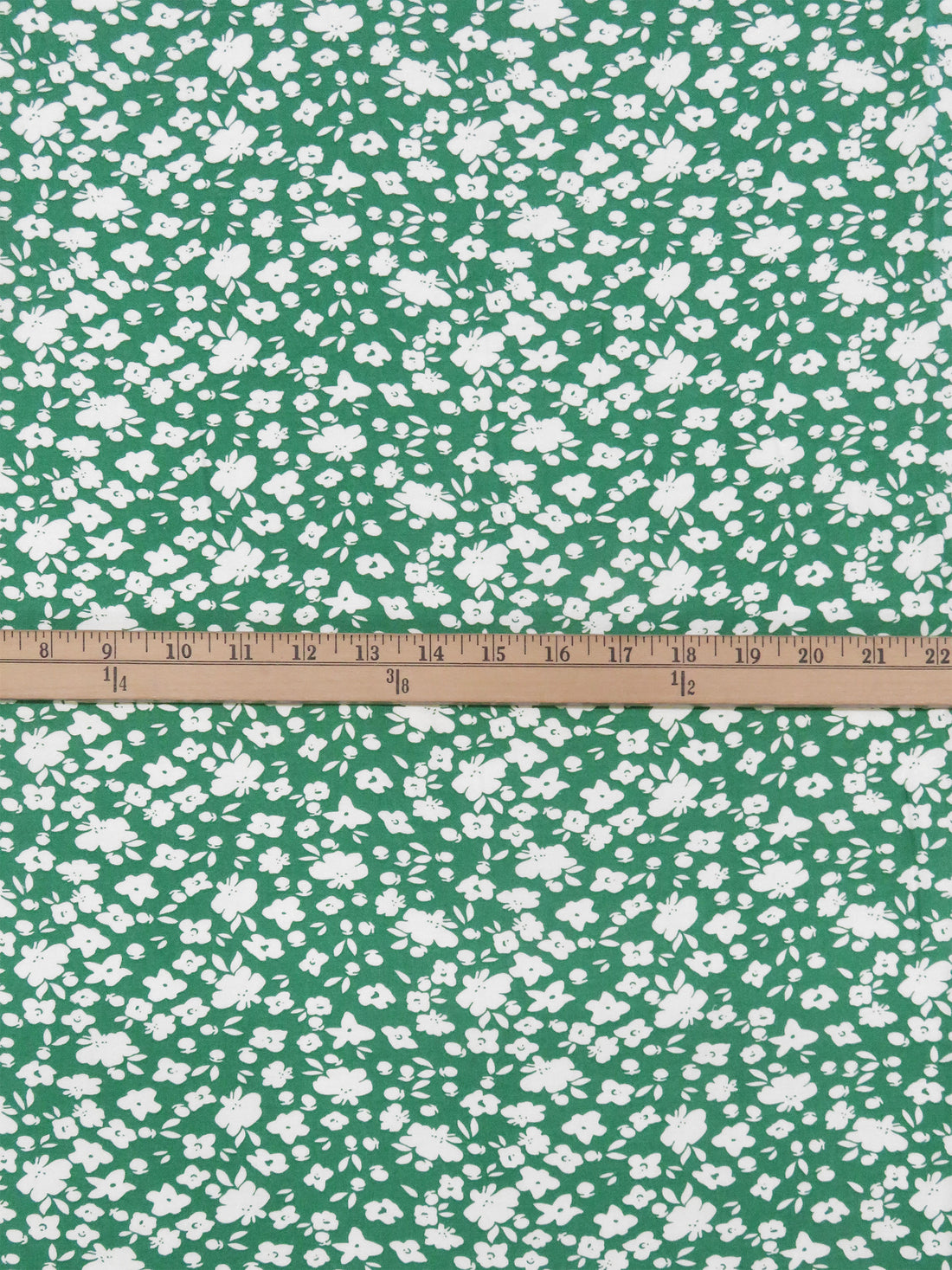 Emerald/White 100% Rayon Floral Print Challis 58W