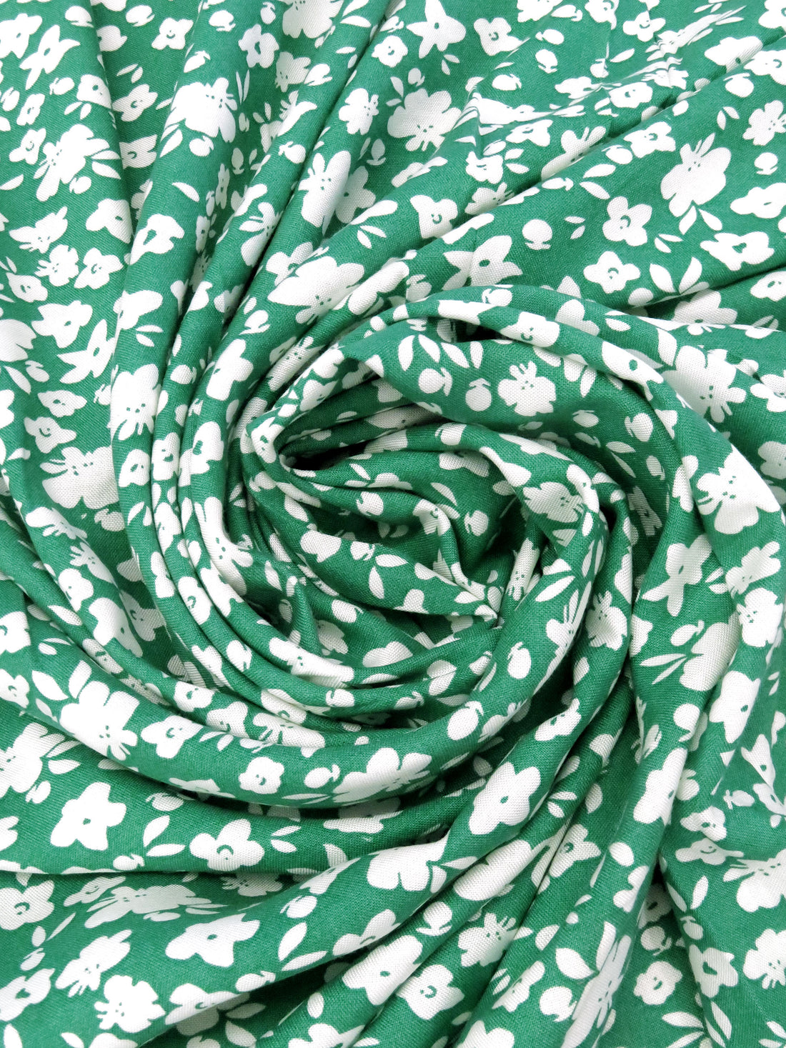 Emerald/White 100% Rayon Floral Print Challis 58W
