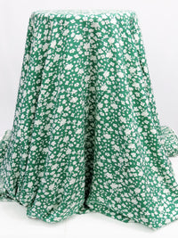 Emerald/White 100% Rayon Floral Print Challis 58W