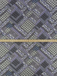 Iris Purple/Pale Shadow Lavender/Dark Pacific Blue/Multi 100% Rayon Ornate Patchwork Print Challis 56W