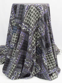 Iris Purple/Pale Shadow Lavender/Dark Pacific Blue/Multi 100% Rayon Ornate Patchwork Print Challis 56W