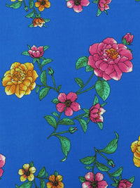 Azure Blue/Emerald/Dark Fruit Punch Pink/Multi Polyester/Lycra Large Floral Print Double Brushed Knit 58W