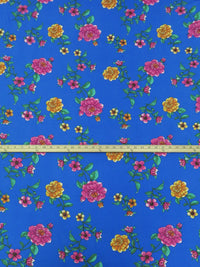 Azure Blue/Emerald/Dark Fruit Punch Pink/Multi Polyester/Lycra Large Floral Print Double Brushed Knit 58W