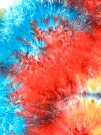 Rich Electric Blue/Fire Red/Turmeric/Multi Polyester/Lycra Tie-Dyed Double Brushed Knit 58W