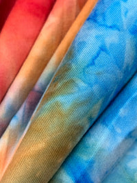 Rich Electric Blue/Fire Red/Turmeric/Multi Polyester/Lycra Tie-Dyed Double Brushed Knit 58W