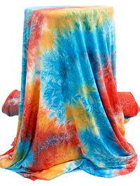 Rich Electric Blue/Fire Red/Turmeric/Multi Polyester/Lycra Tie-Dyed Double Brushed Knit 58W