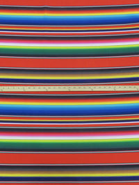 Fire Red/Sapphire/Forest Green/Multi Polyester/Lycra Horizontal Gradient Fiesta Stripe Print Liverpool Double Knit 59W
