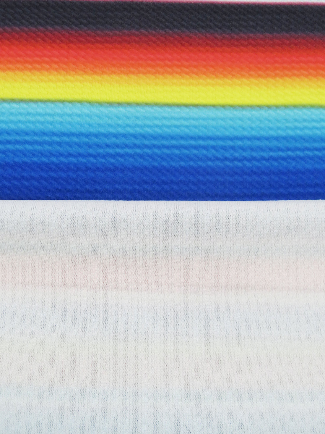 Fire Red/Sapphire/Forest Green/Multi Polyester/Lycra Horizontal Gradient Fiesta Stripe Print Liverpool Double Knit 59W