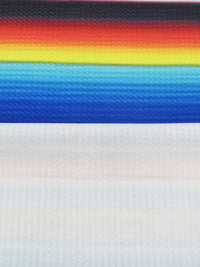 Fire Red/Sapphire/Forest Green/Multi Polyester/Lycra Horizontal Gradient Fiesta Stripe Print Liverpool Double Knit 59W