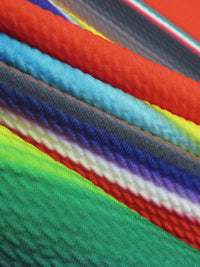 Fire Red/Sapphire/Forest Green/Multi Polyester/Lycra Horizontal Gradient Fiesta Stripe Print Liverpool Double Knit 59W