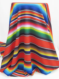 Fire Red/Sapphire/Forest Green/Multi Polyester/Lycra Horizontal Gradient Fiesta Stripe Print Liverpool Double Knit 59W