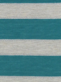 Heathered Oatmeal/Teal Green/Silver Rayon/Metallic/Lycra Horizontal Stripe Jersey Knit 56W