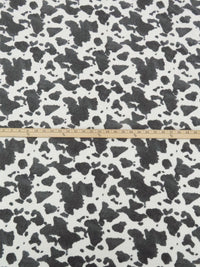 Eggshell/Charcoal Polyester/Lycra Spots Print Terry Knit 56W