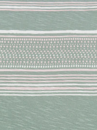 Sage/Ballet Pink/White Rayon/Lycra Horizontal Multi Stripe Print Slubbed Jersey Knit 54W