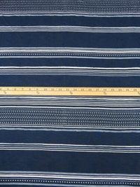 Navy/Slate Blue/White Rayon/Lycra Multi Stripe Slubbed Jersey Knit 54W