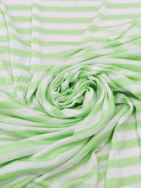 Pistachio Green/White 100% Rayon Horizontal Stripe Fine Interlock Knit 52W