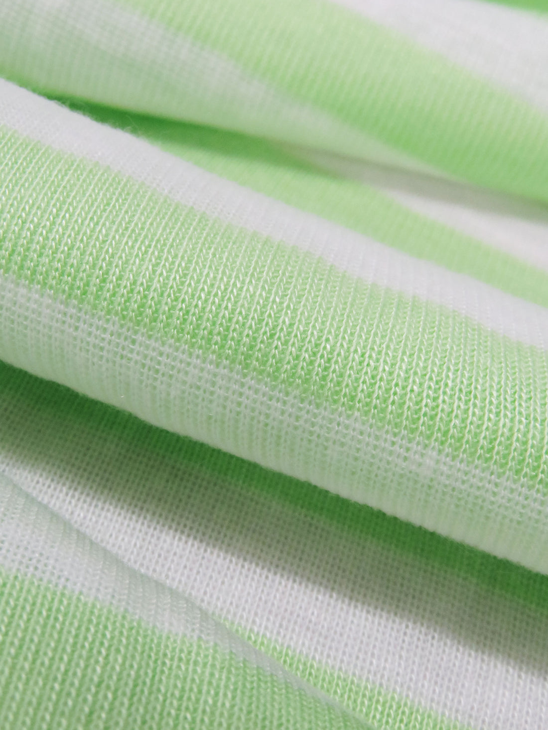 Pistachio Green/White 100% Rayon Horizontal Stripe Fine Interlock Knit 52W