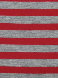 Deep Ruby/Heathered Granite Gray 100% Polyester Horizontal Stripe Jersey Knit 56W