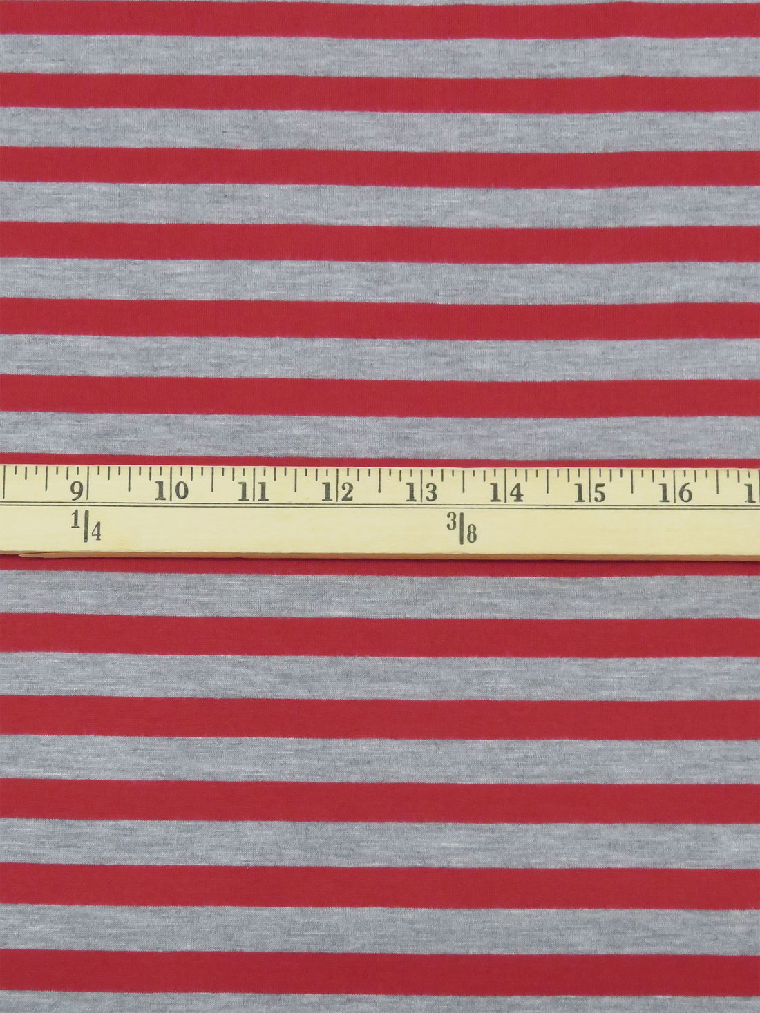 Deep Ruby/Heathered Granite Gray 100% Polyester Horizontal Stripe Jersey Knit 56W