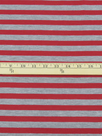 Deep Ruby/Heathered Granite Gray 100% Polyester Horizontal Stripe Jersey Knit 56W