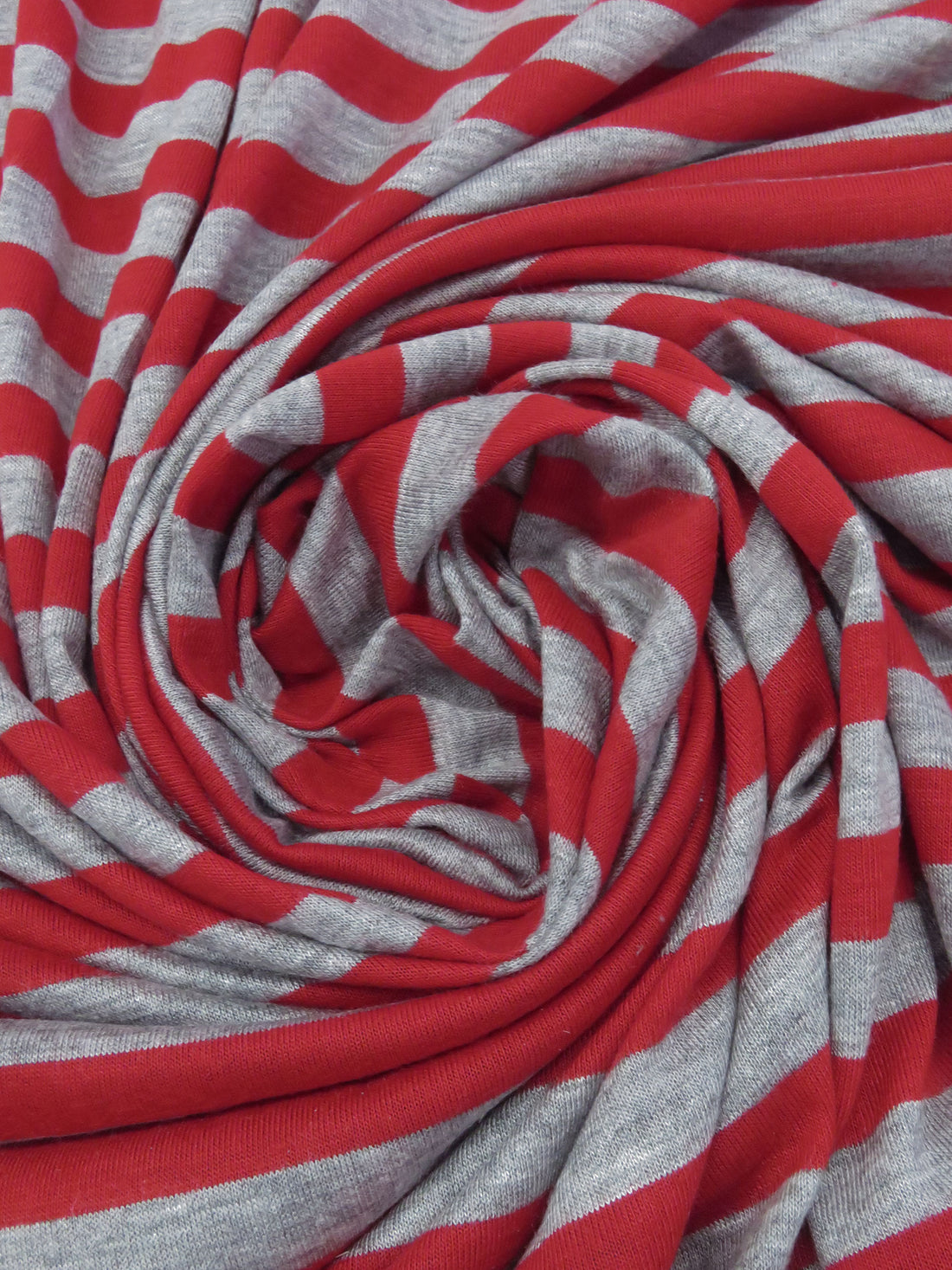 Deep Ruby/Heathered Granite Gray 100% Polyester Horizontal Stripe Jersey Knit 56W