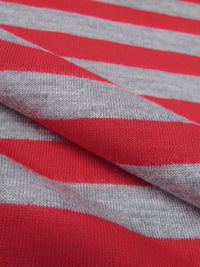 Deep Ruby/Heathered Granite Gray 100% Polyester Horizontal Stripe Jersey Knit 56W