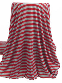 Deep Ruby/Heathered Granite Gray 100% Polyester Horizontal Stripe Jersey Knit 56W