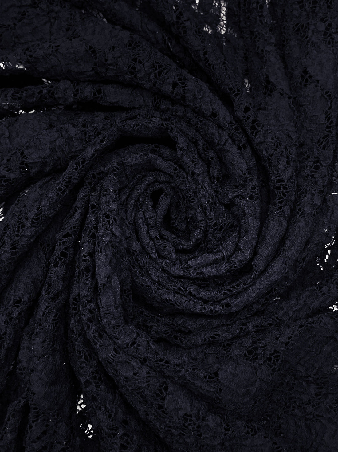 Midnight Navy 100% Polyester Puckered Textured Lace - NY Designer - 35W