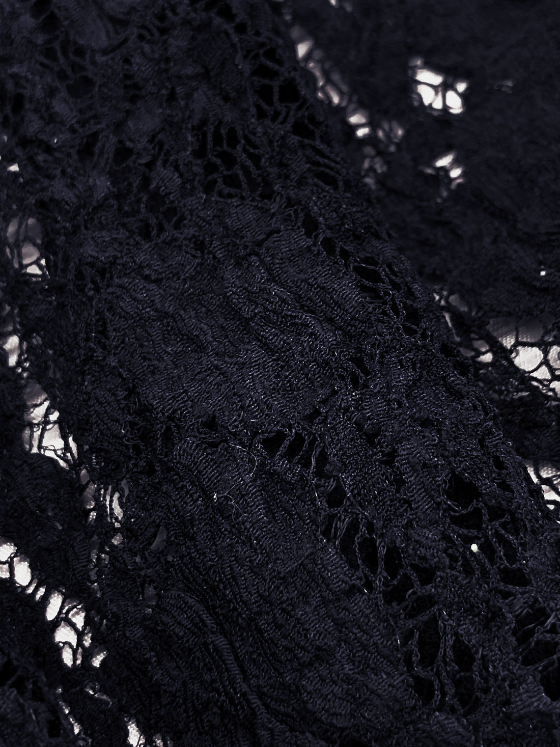 Midnight Navy 100% Polyester Puckered Textured Lace - NY Designer - 35W