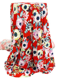Electric Red/White/Royal Fuchsia/Yellow Polyester/Lycra Floral Print Double Brushed Knit 56W