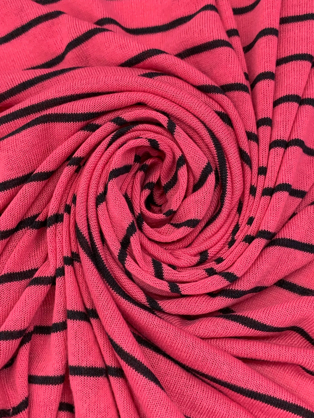Brink Pink/Black Polyester/Lycra Horizontal Stripe Sweater Knit 50W