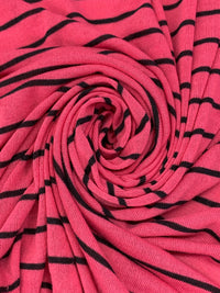 Brink Pink/Black Polyester/Lycra Horizontal Stripe Sweater Knit 50W