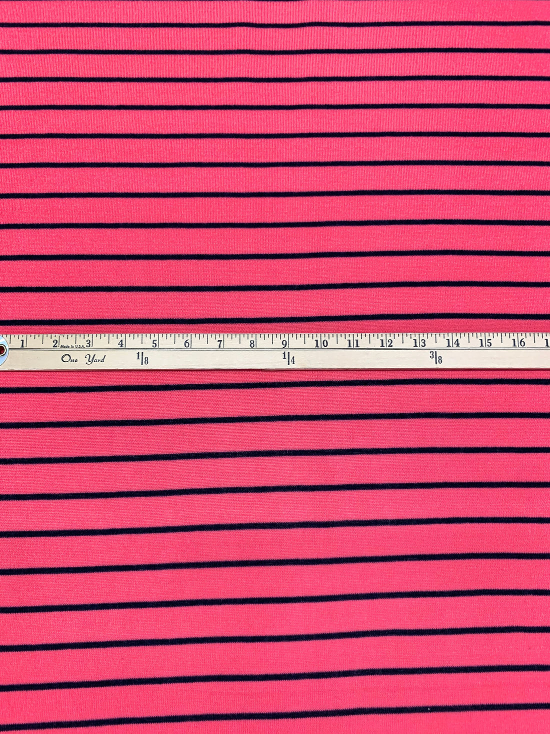 Brink Pink/Black Polyester/Lycra Horizontal Stripe Sweater Knit 50W