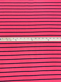 Brink Pink/Black Polyester/Lycra Horizontal Stripe Sweater Knit 50W