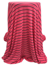 Brink Pink/Black Polyester/Lycra Horizontal Stripe Sweater Knit 50W