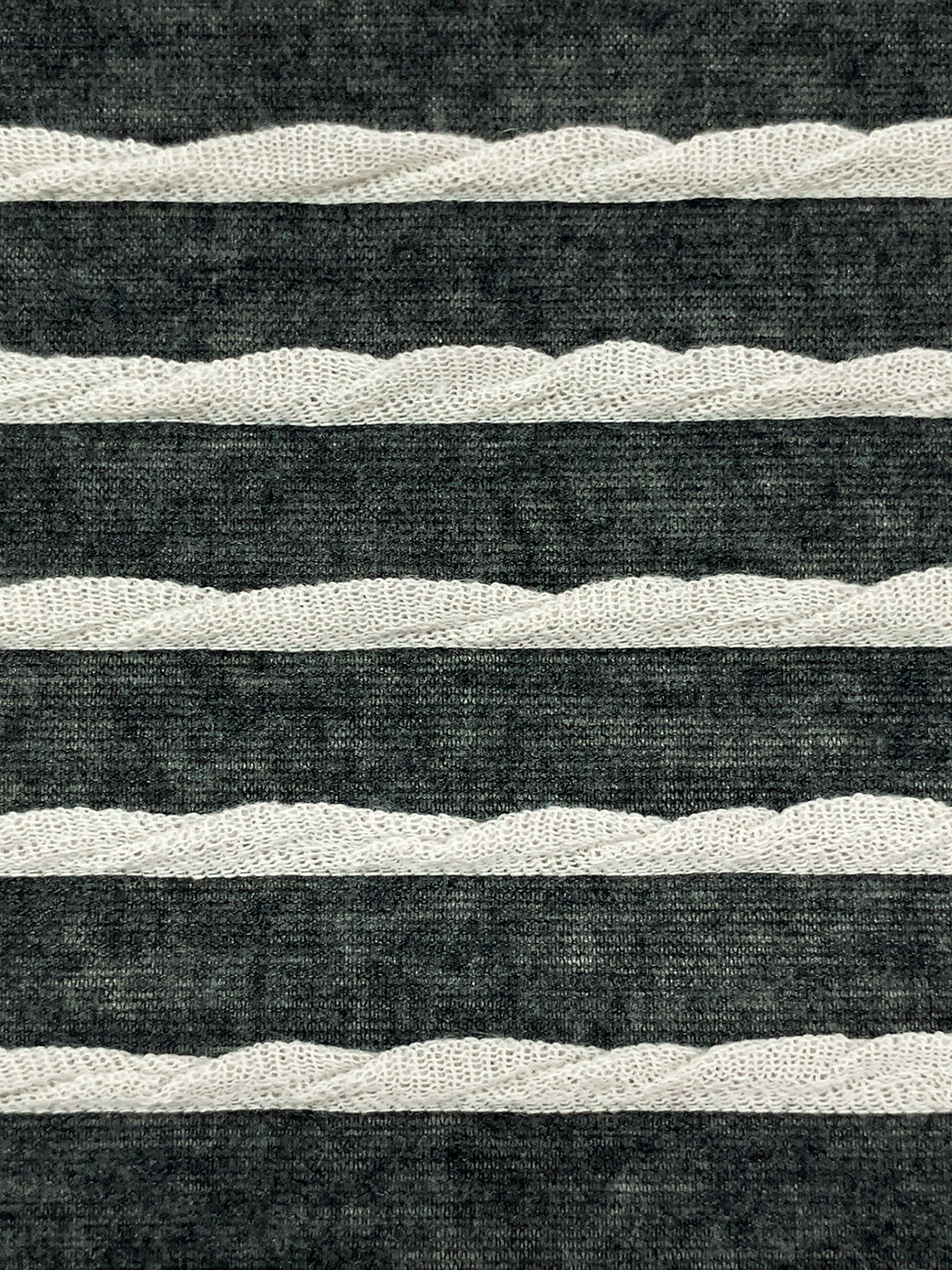 Heathered Dark Charcoal/Off-White Polyester/Rayon/Lycra Horizontal Small Ruffle Tissue Jersey Knit 56W