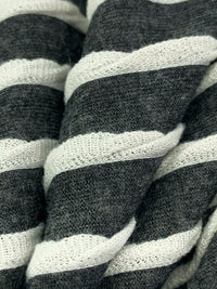 Heathered Dark Charcoal/Off-White Polyester/Rayon/Lycra Horizontal Small Ruffle Tissue Jersey Knit 56W